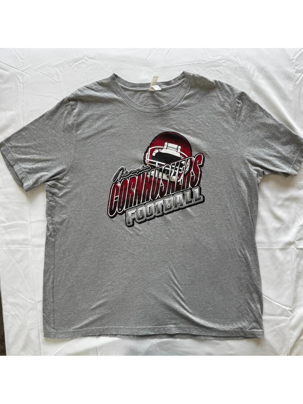 Nebraska Cornhuskers Football T Shirt Mens 3XL Gray Bella Canvas NCAA Graphic Te